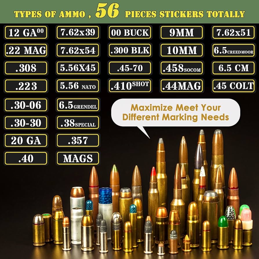Amazon.com: Ammo Can Vinyl Sticker Set Decal Label .357 9mm
